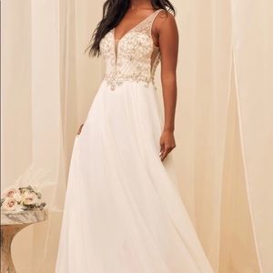 Lulu’s Forever and Ever Beaded Lace-Up Gown